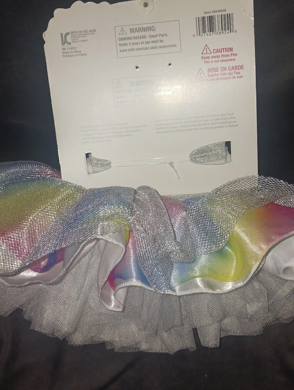Elly & Emma Silver Unicorn Headband with Pastel Rainbow Tutu